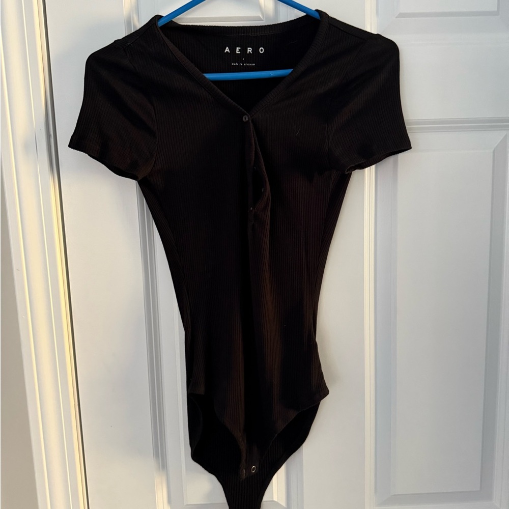 Aero Black Ribbed Bodysuit